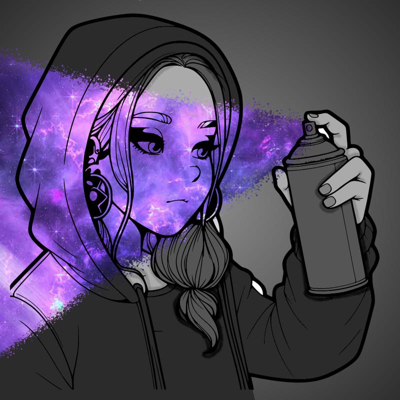 a realistic girl, spray painting