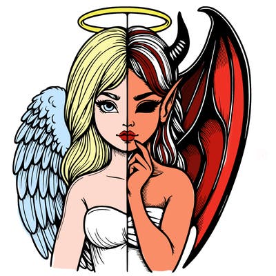 realistic angel half demon