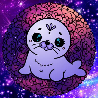 a cute baby seal mandala