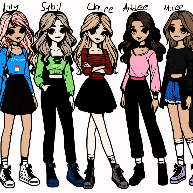 realistic group of 6 girls