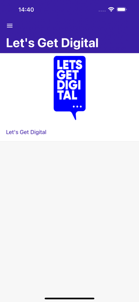 HRtechアプリのスプラッシュ画面。Let's Get Digitalのロゴが表示されます。