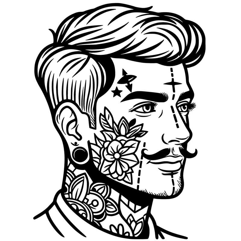 man with face tattoos