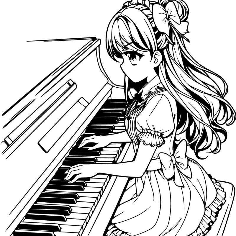manga girl piano