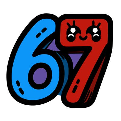 the numbers 67