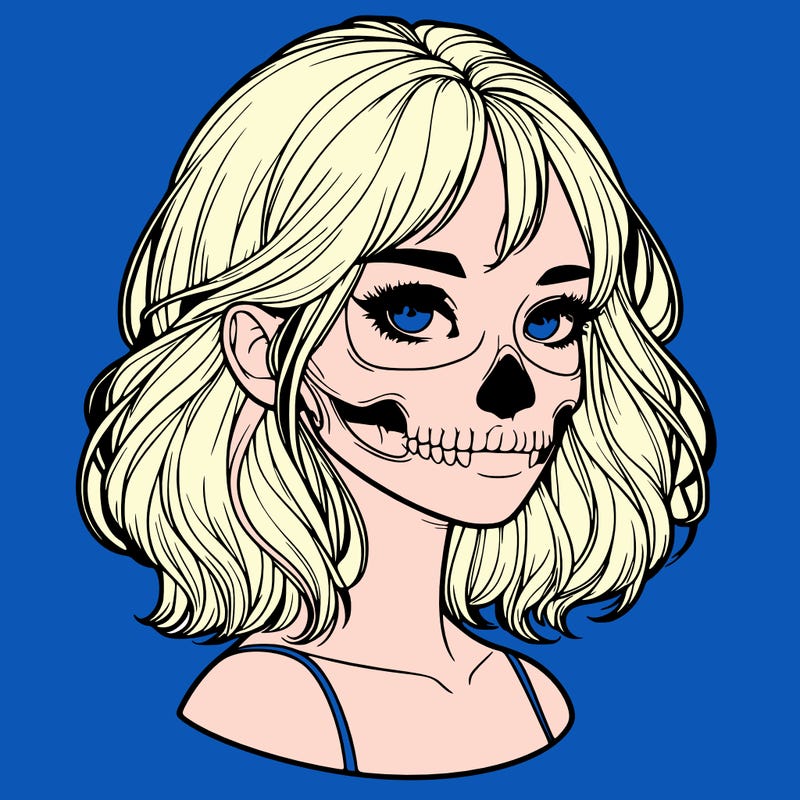 realistic girl with skull