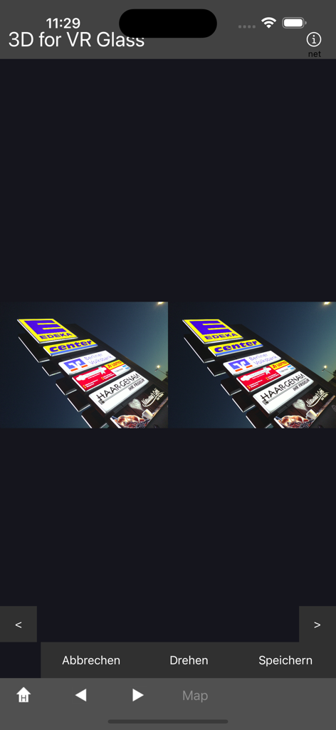 3D for VR Glass - Side-by-side 3D photo of a sign displayed in the 3D for VR Glass mobile app for use with VR headsets.