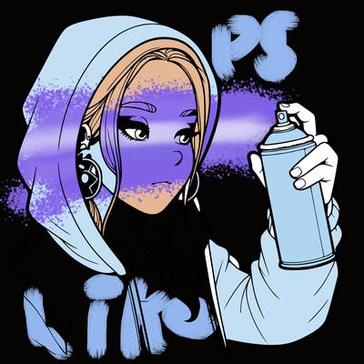 a realistic girl, spray painting