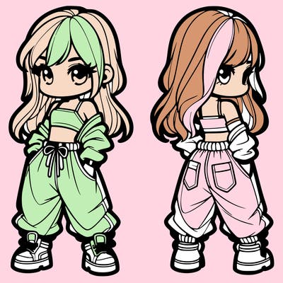 girl in crop top and baggy pants