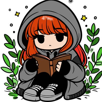 girl in oversized hoodie reading a book