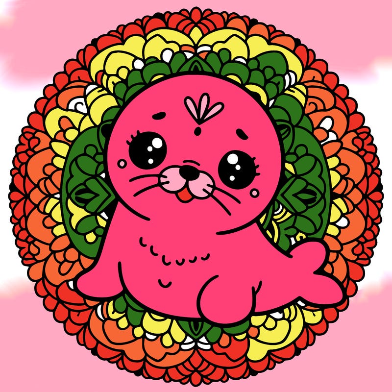 a cute baby seal mandala