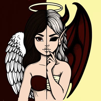 realistic angel half demon