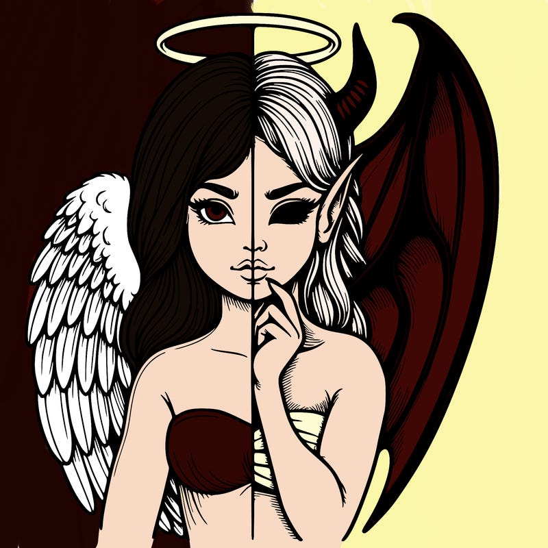 realistic angel half demon