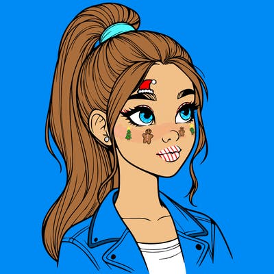 realistic girl with a high ponytail