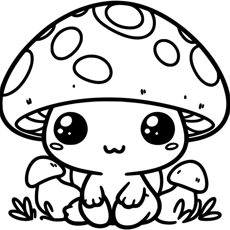 cute chibi mushroom frog