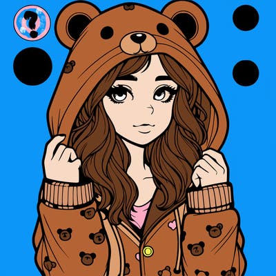 realistic girl in a animal pjs hoodie