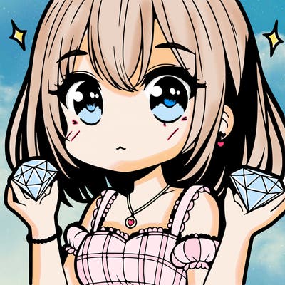 cute manga girl holding a dimond