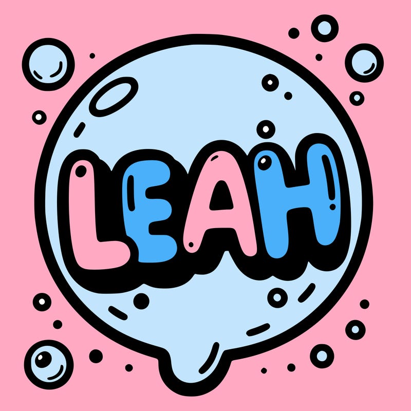 bubble letter saying leah