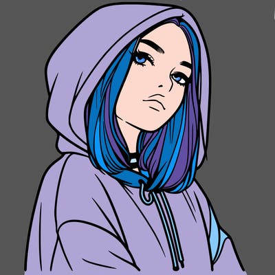a realistic girl in a hoodie