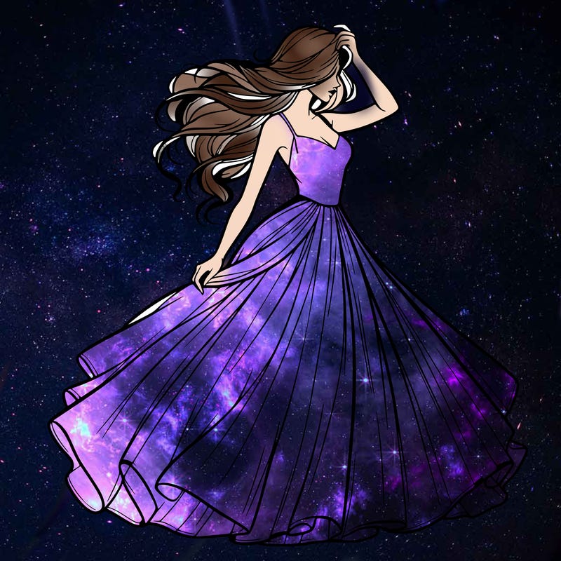 realistic woman with dress flowing in the wind