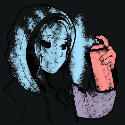 a realistic girl, spray painting