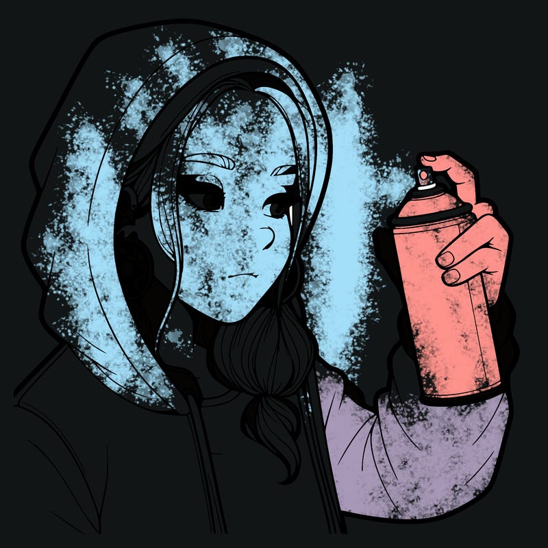 a realistic girl, spray painting