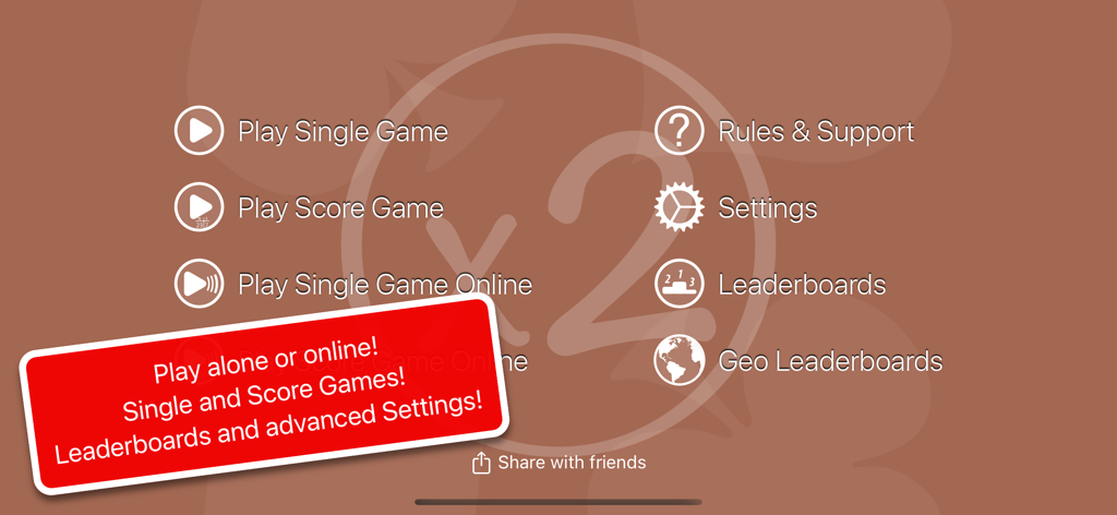 Kalooki Kaluki Kalookie - Main menu of the Kalooki card game app showing play modes and leaderboards