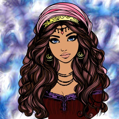 realistic beautiful mysterious gypsy girl