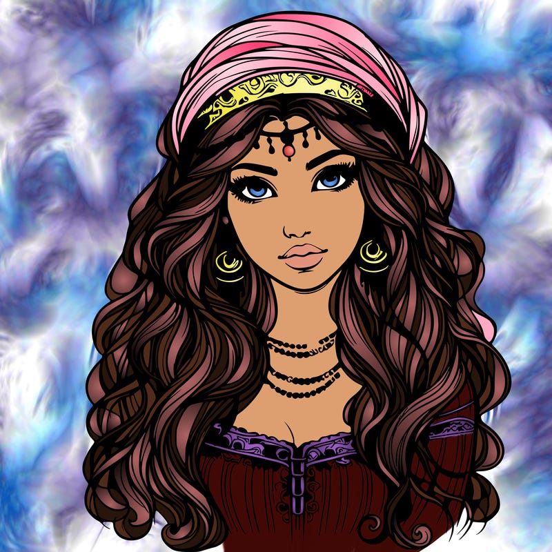 realistic beautiful mysterious gypsy girl
