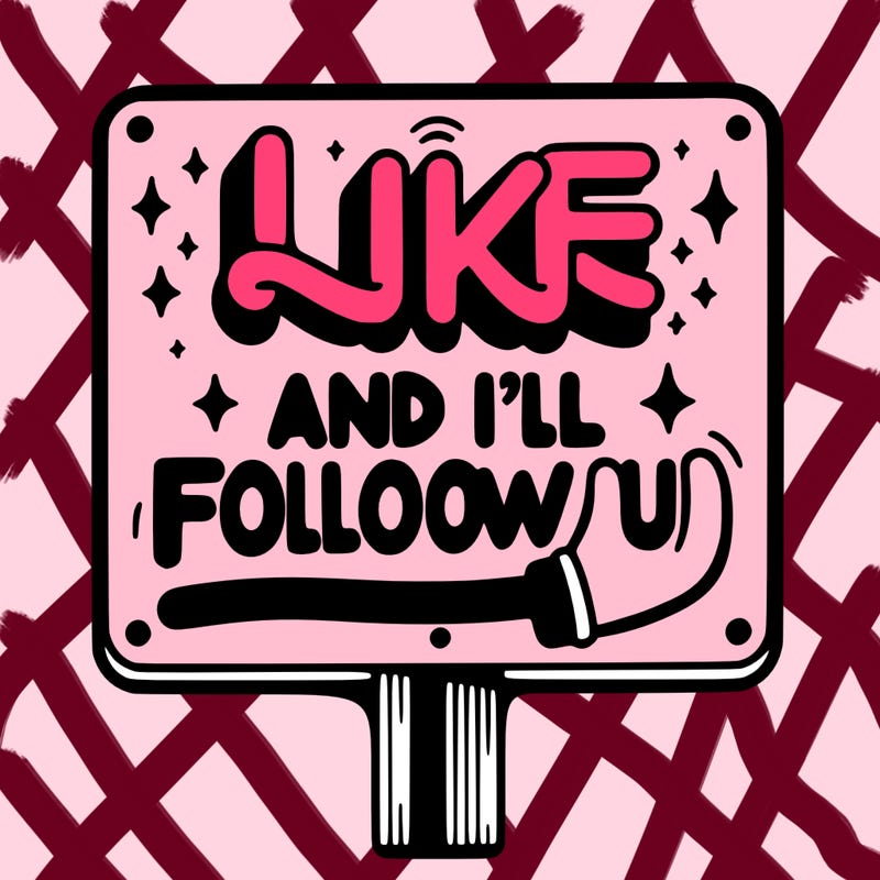 sighn that sais like and ill follow u
