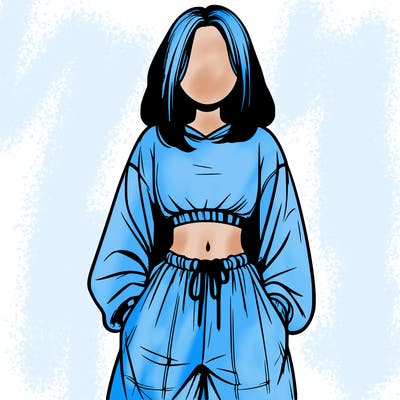 realistic girl faceless with baggy pants and a crop top