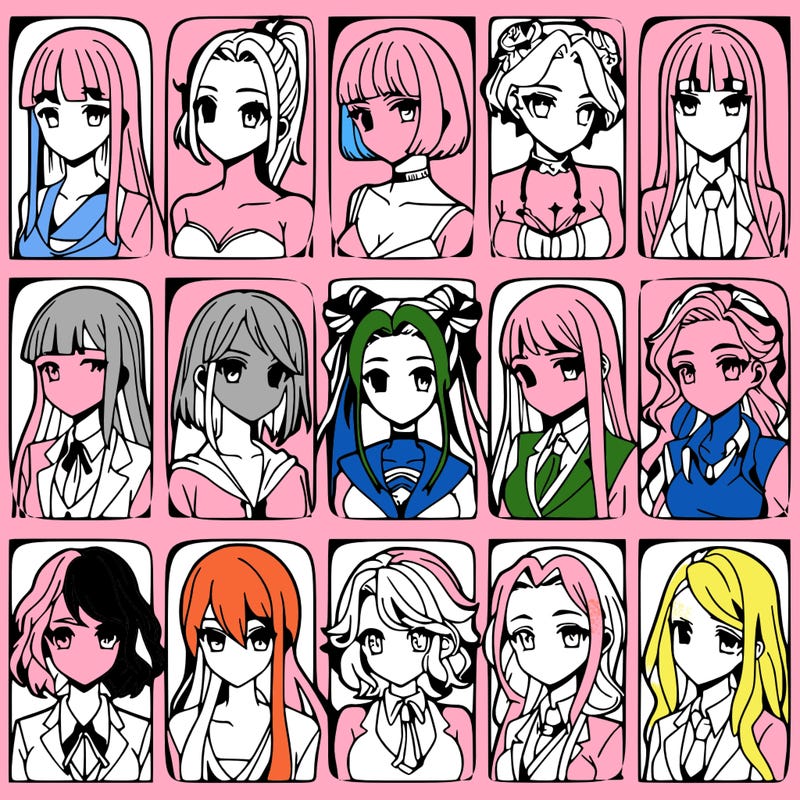 girls that look diffrent anime