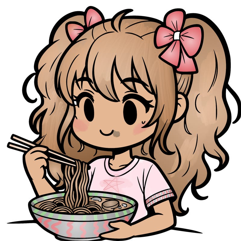 a girl eating ramen
