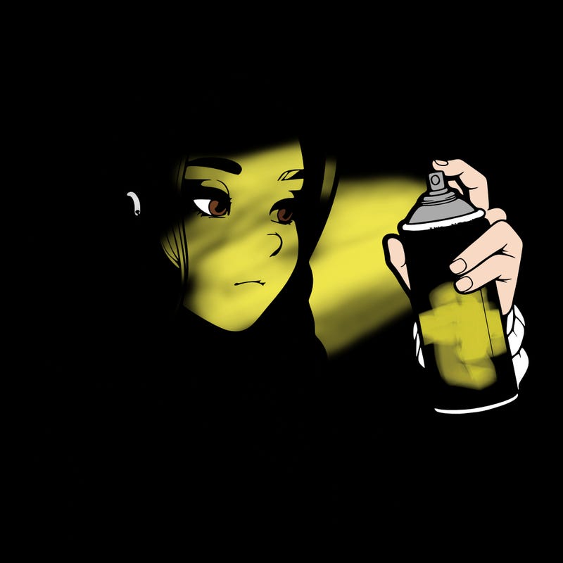 a realistic girl, spray painting