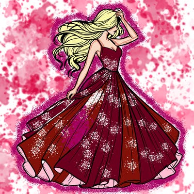 realistic woman with dress flowing in the wind