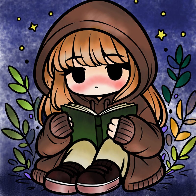 girl in oversized hoodie reading a book