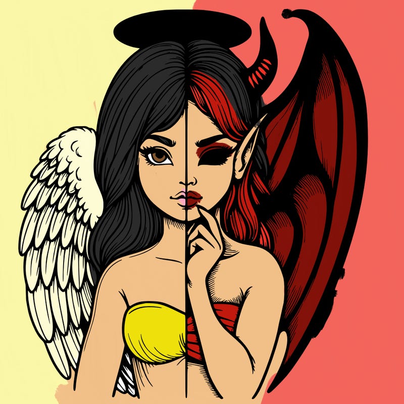 realistic angel half demon