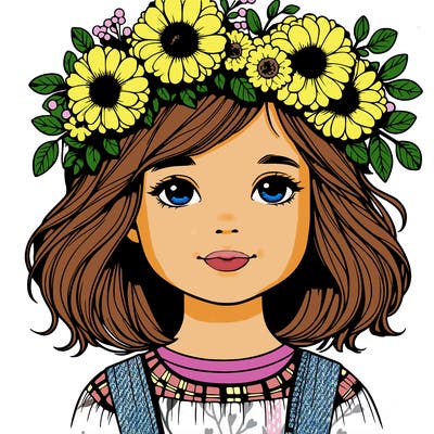 realistic little girl with flower crown