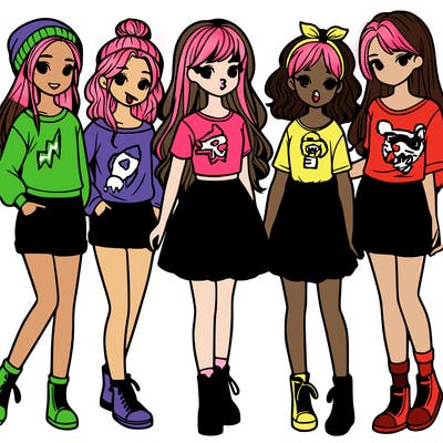 a group of five girls