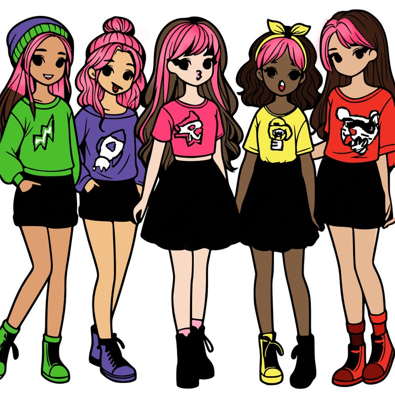 a group of five girls