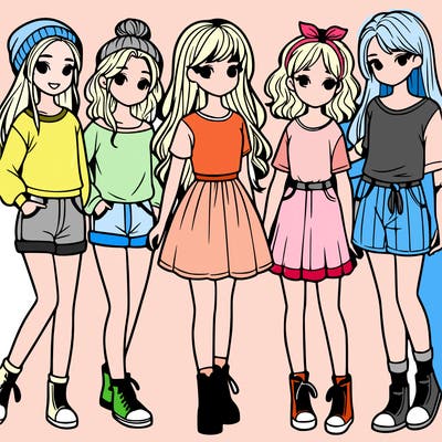 a group of five girls