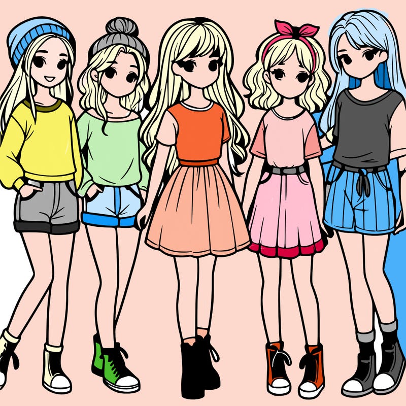 a group of five girls