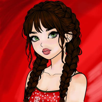 realistic girl with braids
