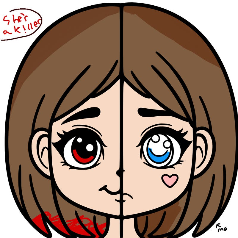 girl with a good side and a bad side spilt