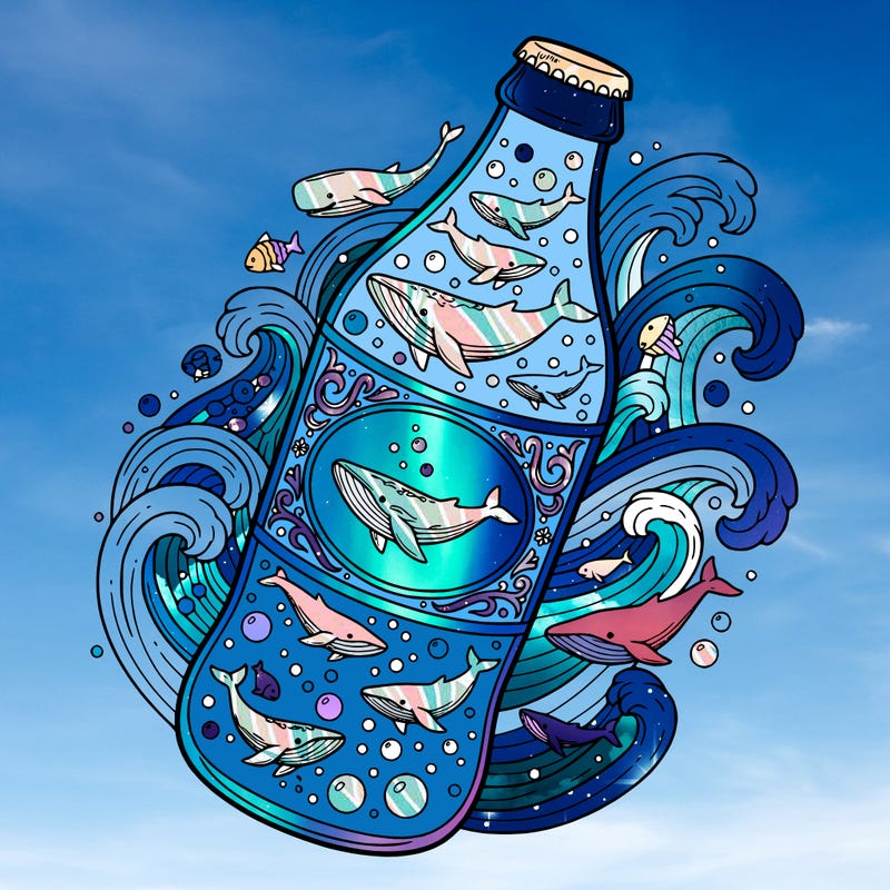 carbonated soda with whales
but it's hard to color
pretty
realistic