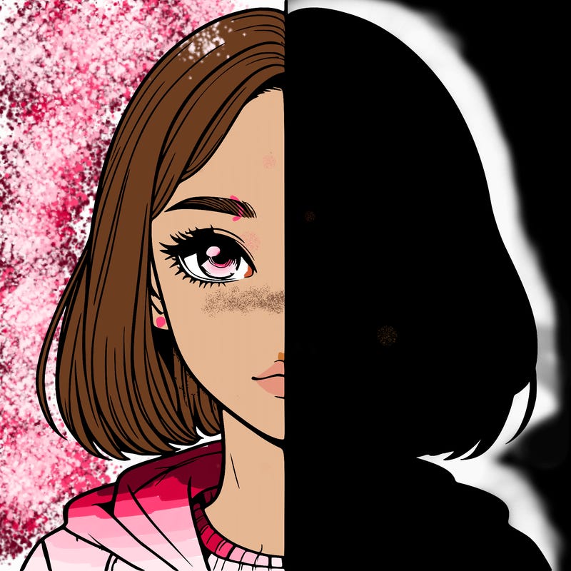 split realistic girl