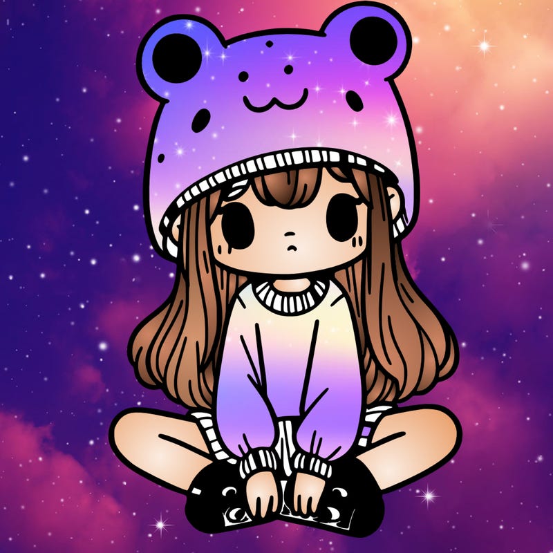 a girl wearing a frog hat and some frog socks