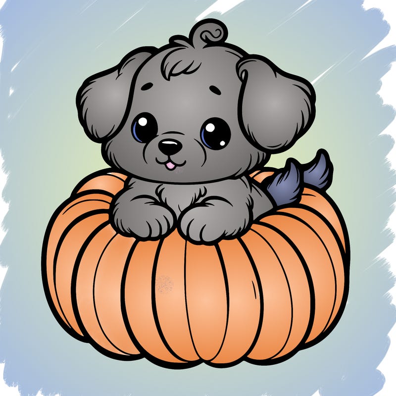 cute little puppy in a pumpkin