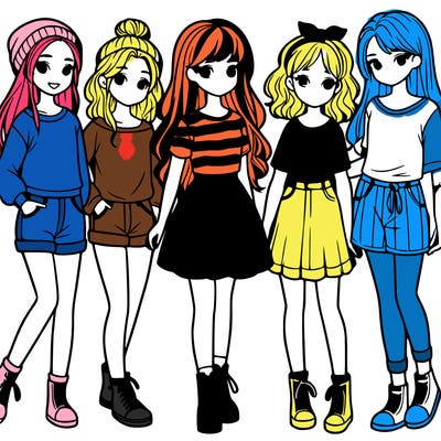 a group of five girls