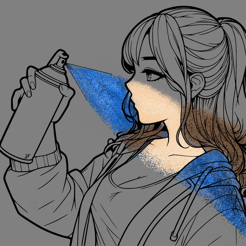 a realistic girl spray, painting
