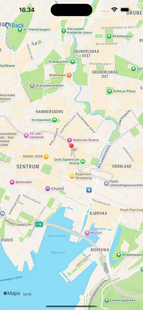 OpenCARWINGS - Map showing the current location of a Nissan vehicle in the OpenCARWINGS app